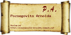 Pozsegovits Arnolda névjegykártya